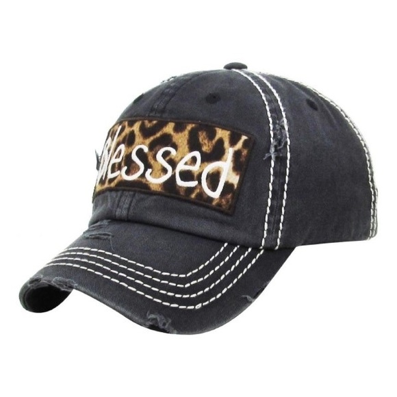 🎄SALE🎄 Black BLESSED leopard accent hat - Picture 2 of 3